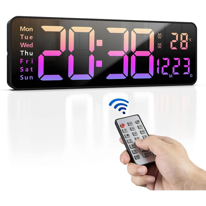 16 Inch Large Digital LED Wall Clock, Big Numbers with Date, Temperature & Timer