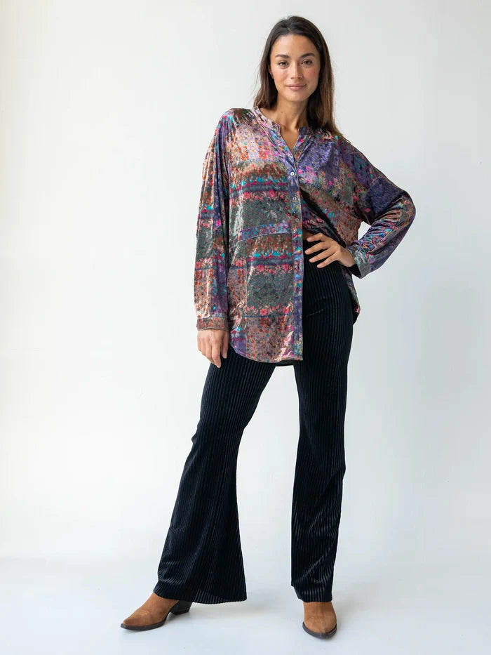 Cali Velvet Flare Pant - Black-view 3