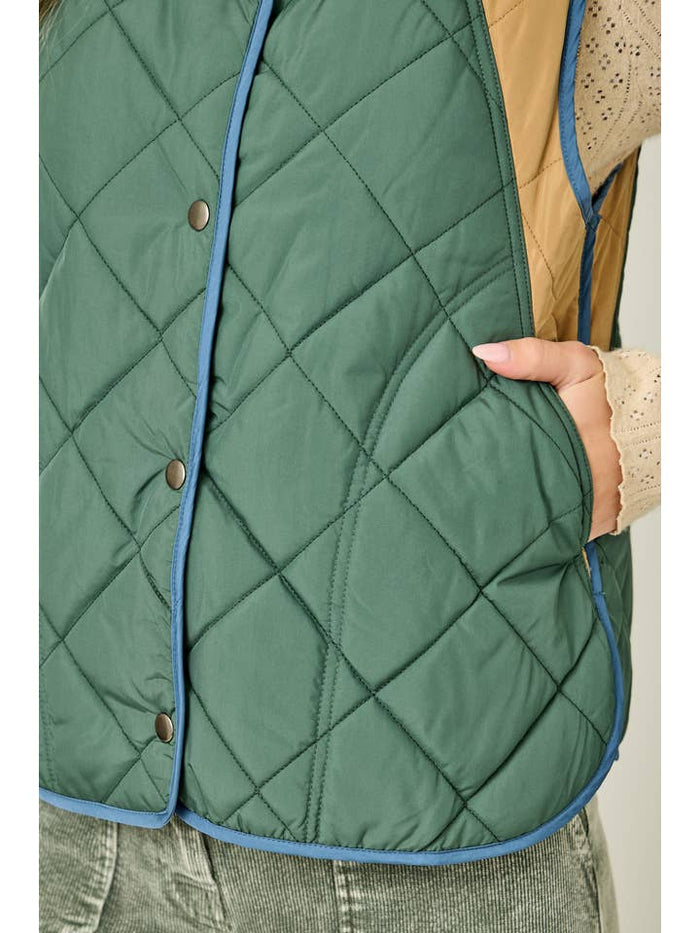 Color Block Vest - Green