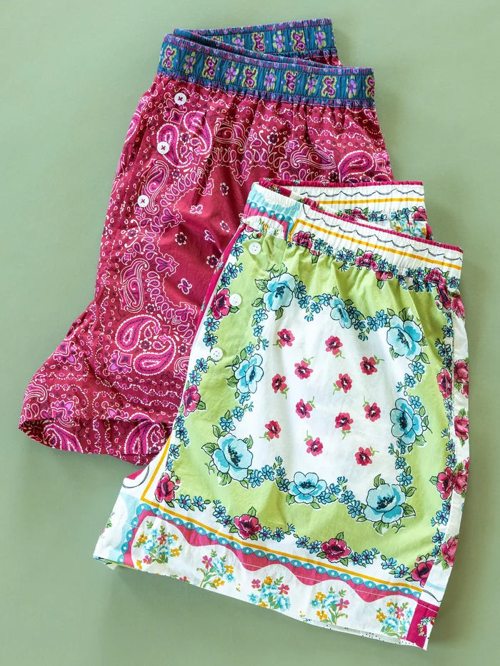 Dream On Cotton Boxer Shorts - Brimfield Bandana Ruby-view 7