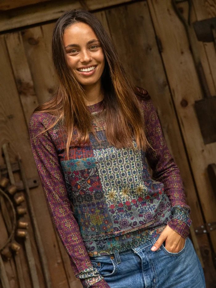 Elle Raglan Thermal Top - Mandala Borders Patchwork-view 4
