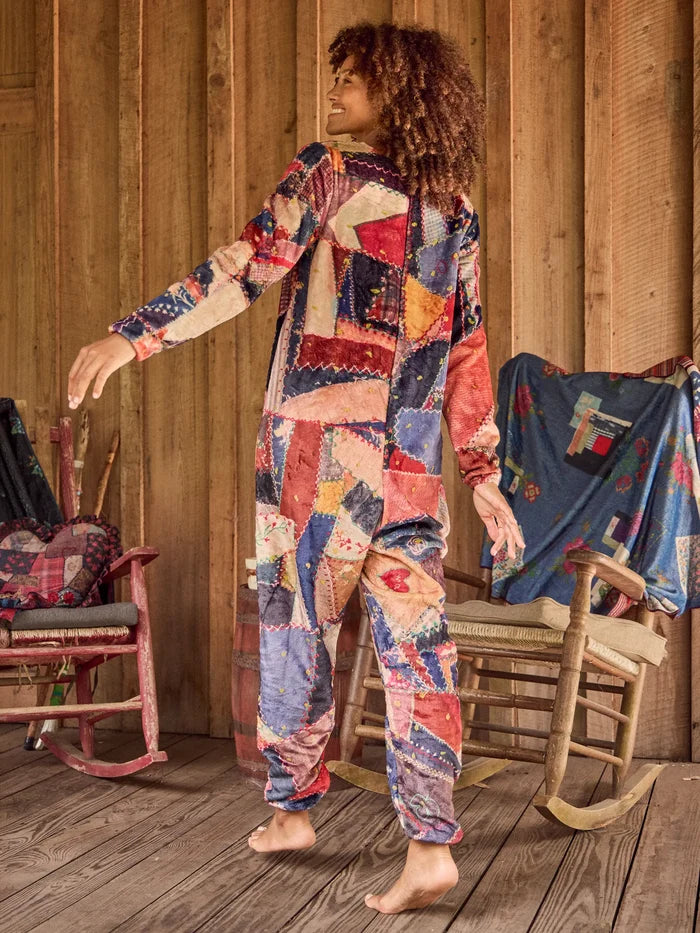 Fleece Onesie Pajamas - Brimfield Patchwork Multi-view 3