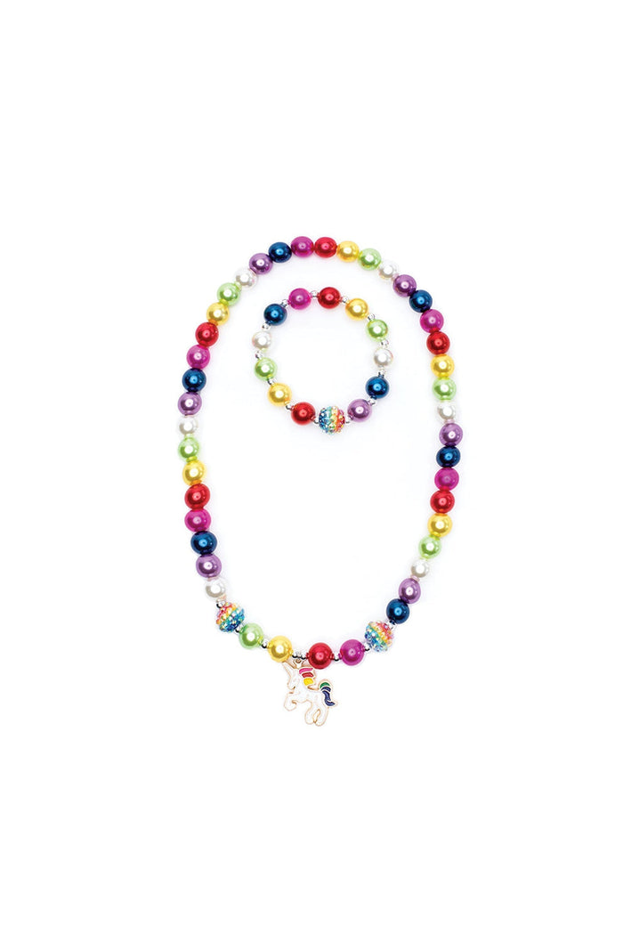 Gumball Rainbow Necklace & Bracelet Set, 2pc