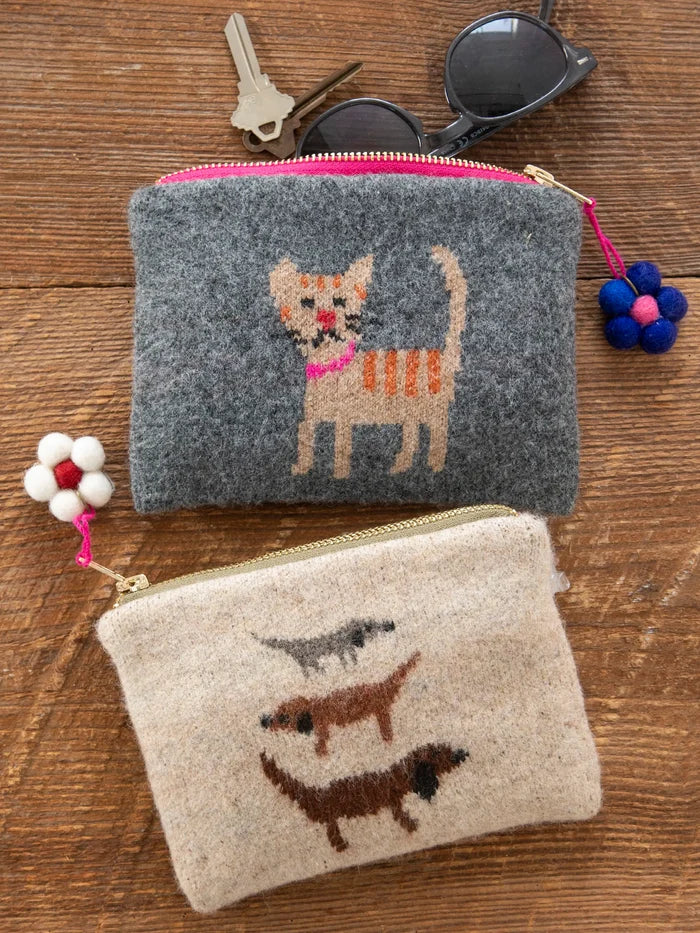 Intarsia Sweater Pouch - Charcoal Cat-view 3