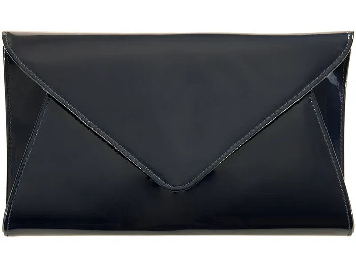 Navy Glossy Patent Large Clutch Bag