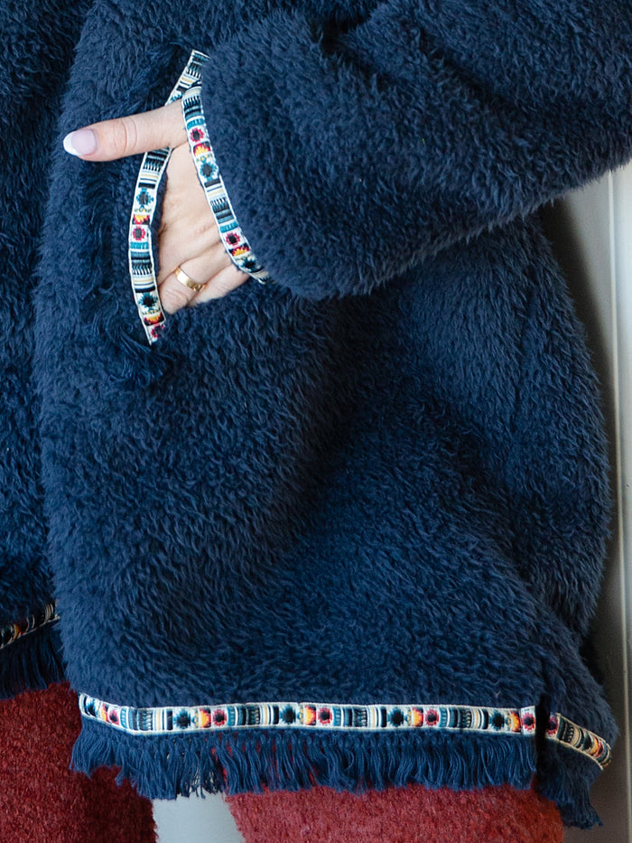 Oversized Blanket Hoodie - Navy-view 4