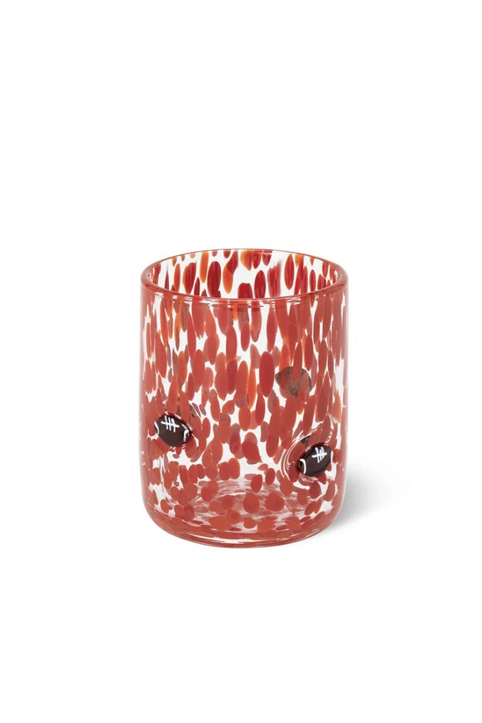 Red Football Charm Glass 17oz