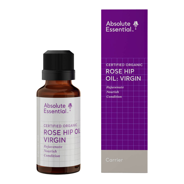 Absolute Essential Rose Hip Oil bottle and packaging on a white background