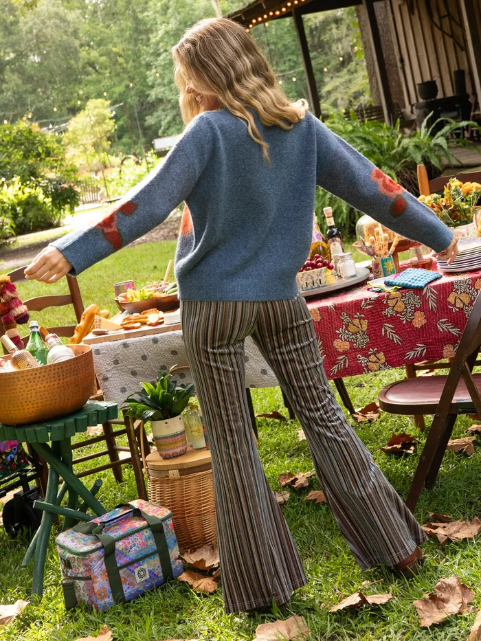 Rosie Jacquard Pullover Sweater - Denim Floral-view 4