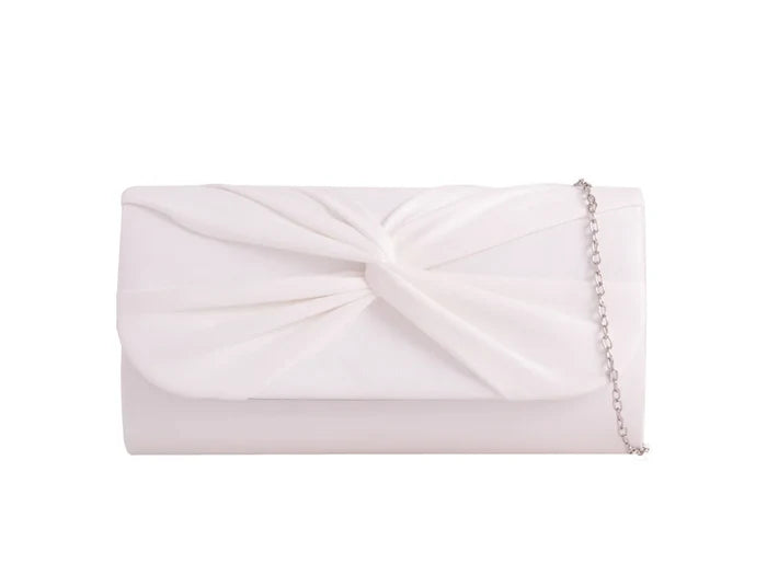 White Knot Suedette Clutch Bag