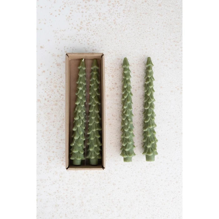 10" Pine Tree Taper Candle Set - Green