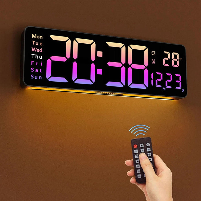 16 Inch Large Digital LED Wall Clock, Big Numbers with Date, Temperature & Timer