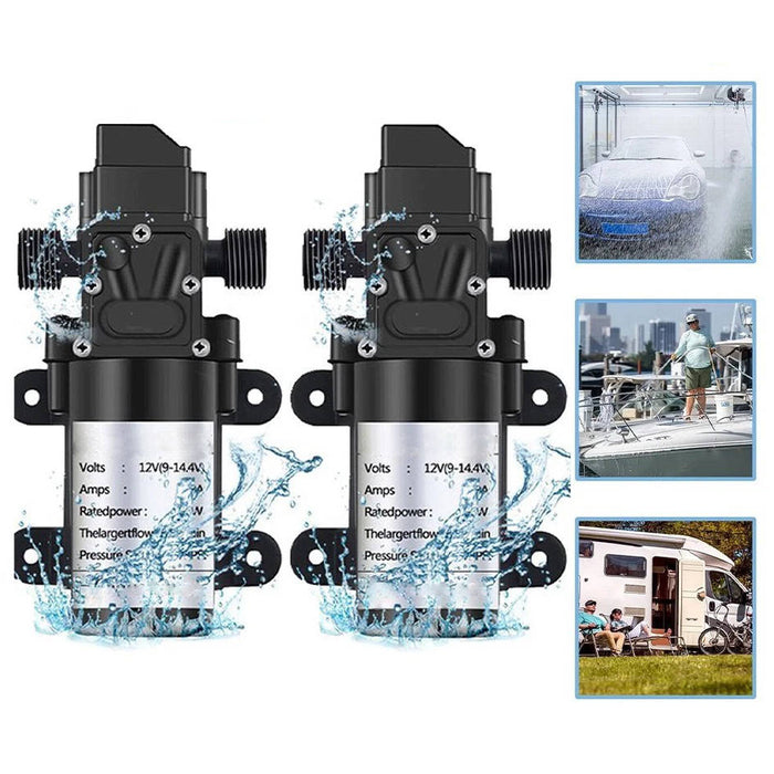 2 Pack 12V Self Priming Electric Water Pump, 130 PSI Sprayer for RV Camper Marine Boat