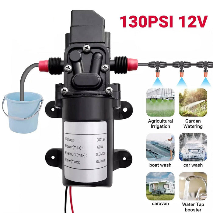 2 Pack 12V Self Priming Electric Water Pump, 130 PSI Sprayer for RV Camper Marine Boat