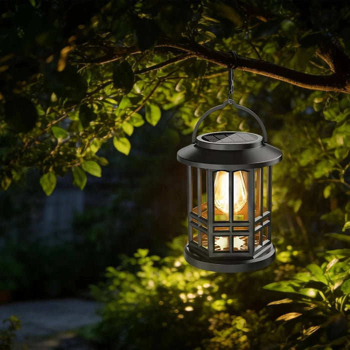 2 Pack Solar Hanging Lanterns, Waterproof Outdoor Warm White LED Lights for Garden, Patio, Yard Decor