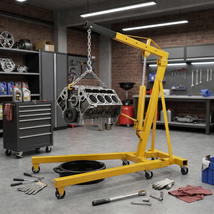 2 Ton Engine Hoist Cherry Picker Foldable Hydraulic Shop Crane Heavy Duty Lift for Garage Workshop