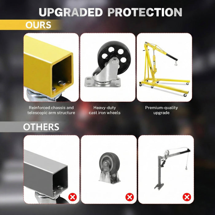 2 Ton Engine Hoist Cherry Picker Foldable Hydraulic Shop Crane Heavy Duty Lift for Garage Workshop