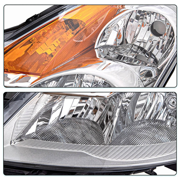 2007-2009 Nissan Altima Sedan Factory Style Chrome Headlights, Complete Pair (Left + Right)