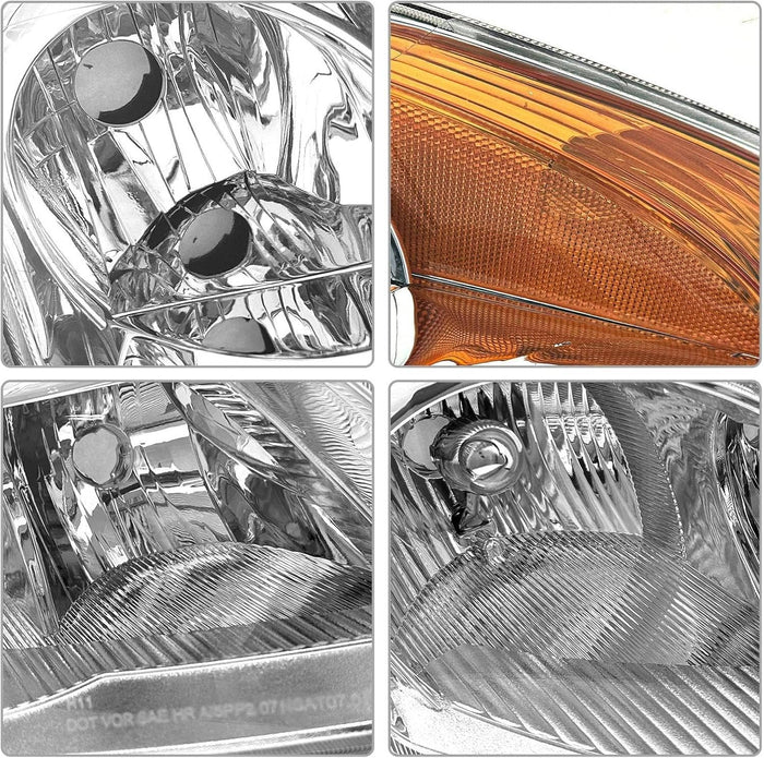 2007-2009 Nissan Altima Sedan Factory Style Chrome Headlights, Complete Pair (Left + Right)