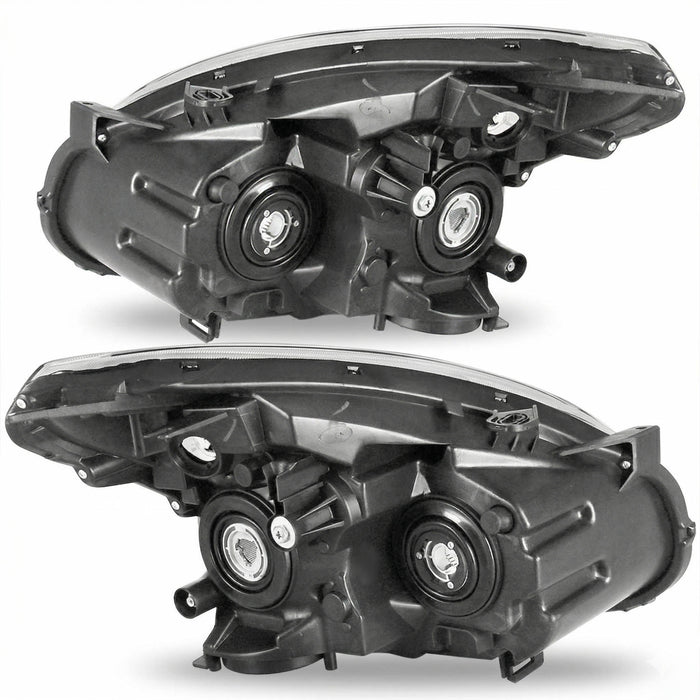 2008-2013 Nissan Rogue Chrome Headlights, Crystal Clear Lens Assembly, Left & Right Side Pair, Direct OEM Fit