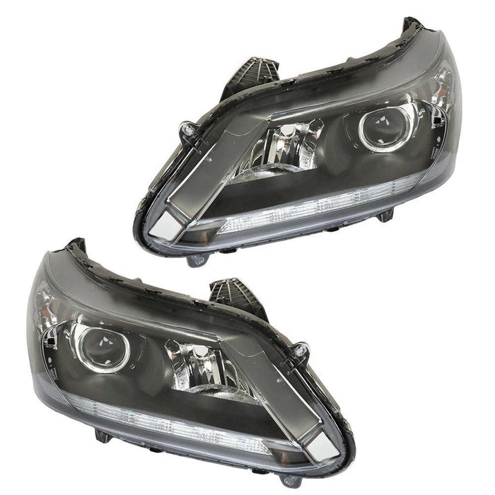2013-2015 Honda Accord Sedan Halogen Headlights, Integrated LED DRL Assembly, Left & Right Side Pair, Direct OEM Fit