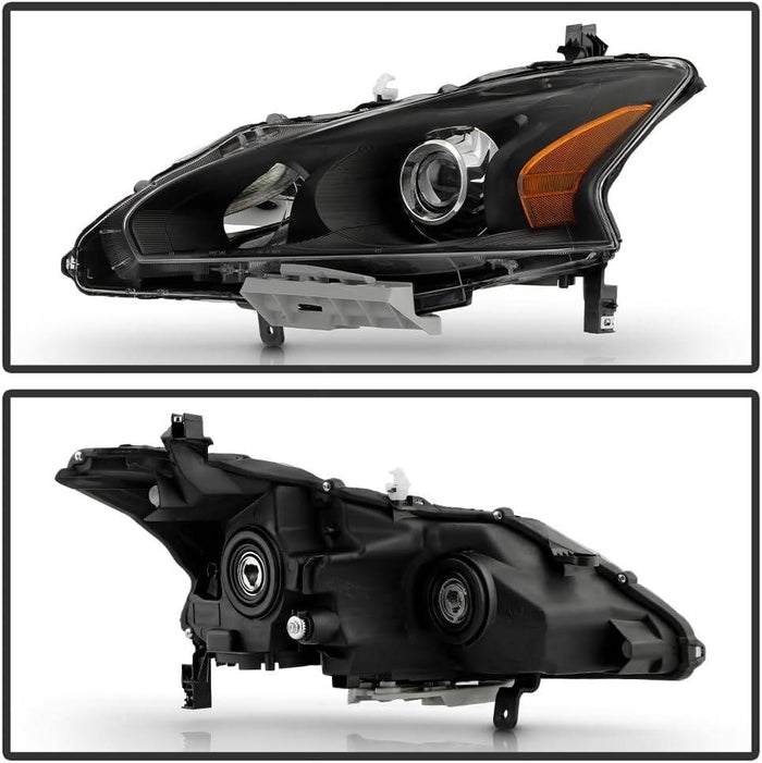 2013-2015 Nissan Altima 4 Door Sedan Black Projector Headlights Lamps Pair