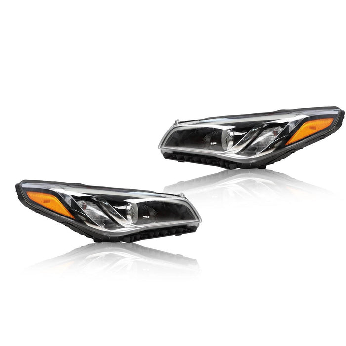 2015-2017 Hyundai Sonata Chrome Halogen Headlights, Factory Style Replacement Pair (Driver & Passenger Side)
