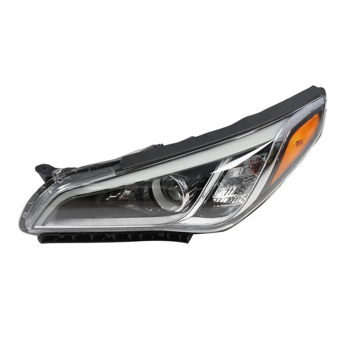 2015-2017 Hyundai Sonata Chrome Halogen Headlights, Factory Style Replacement Pair (Driver & Passenger Side)