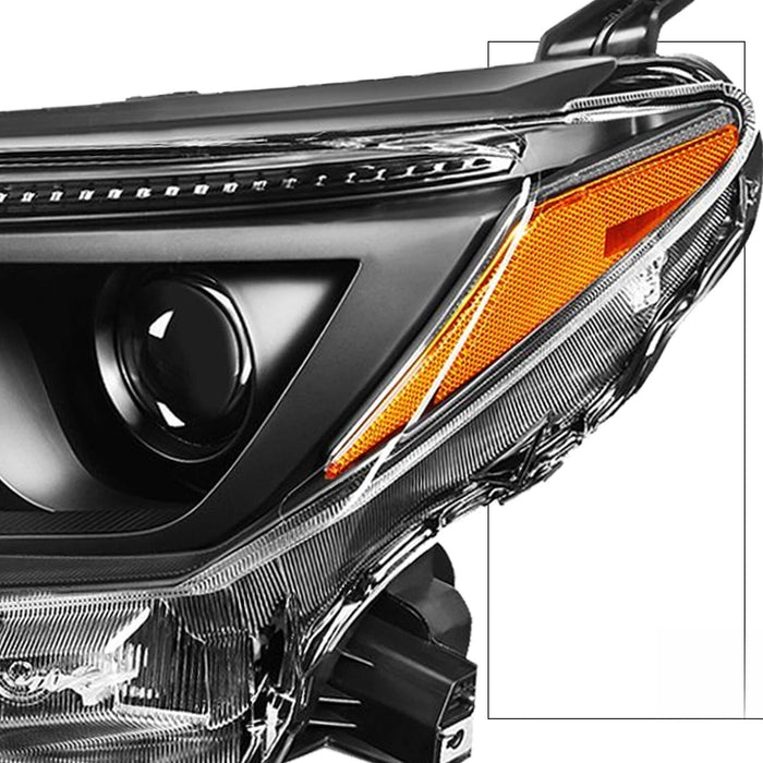 2016-2018 Toyota RAV4 Black Headlights, Amber Corner Lens Assembly, Left & Right Side Pair, Direct OEM Fit