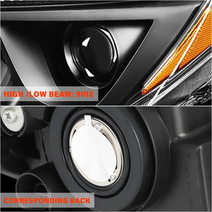 2016-2018 Toyota RAV4 Black Headlights, Amber Corner Lens Assembly, Left & Right Side Pair, Direct OEM Fit