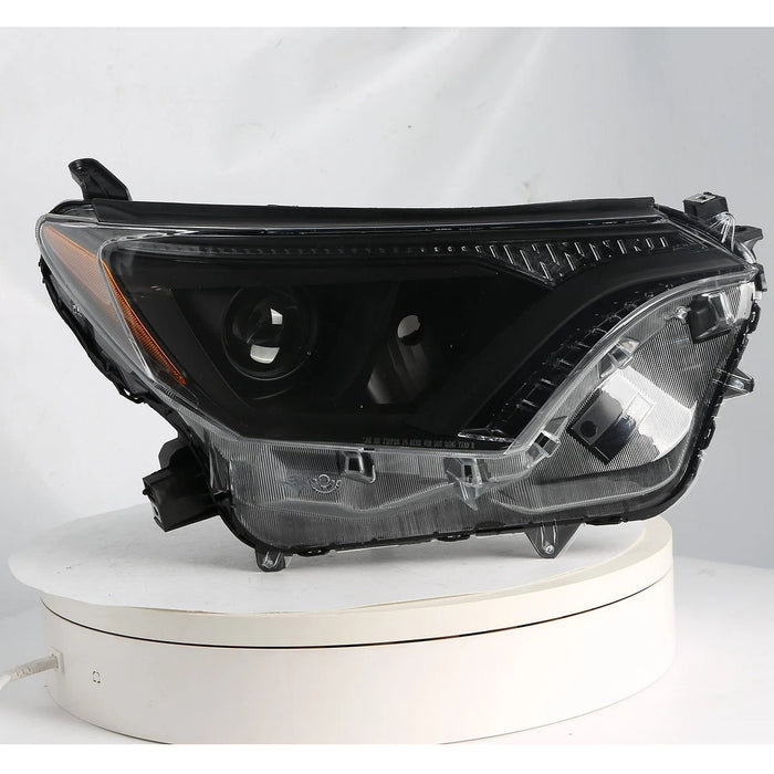 2016-2018 Toyota RAV4 Black Headlights, Amber Corner Lens Assembly, Left & Right Side Pair, Direct OEM Fit