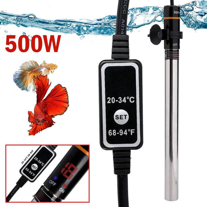 500W LCD Digital Aquarium Heater, Submersible Fish Tank Thermostat with Safety Protection