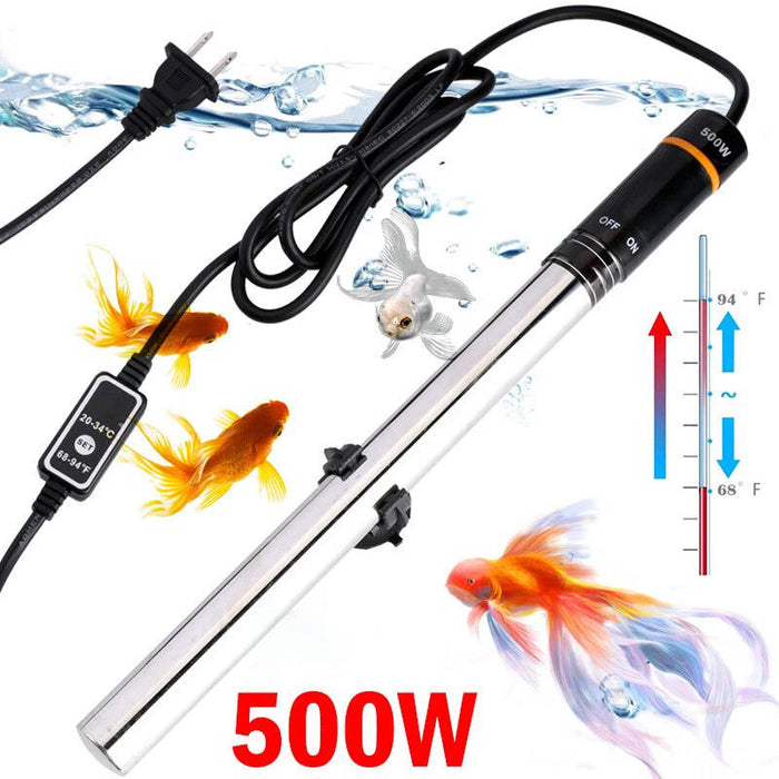 500W LCD Digital Aquarium Heater, Submersible Fish Tank Thermostat with Safety Protection