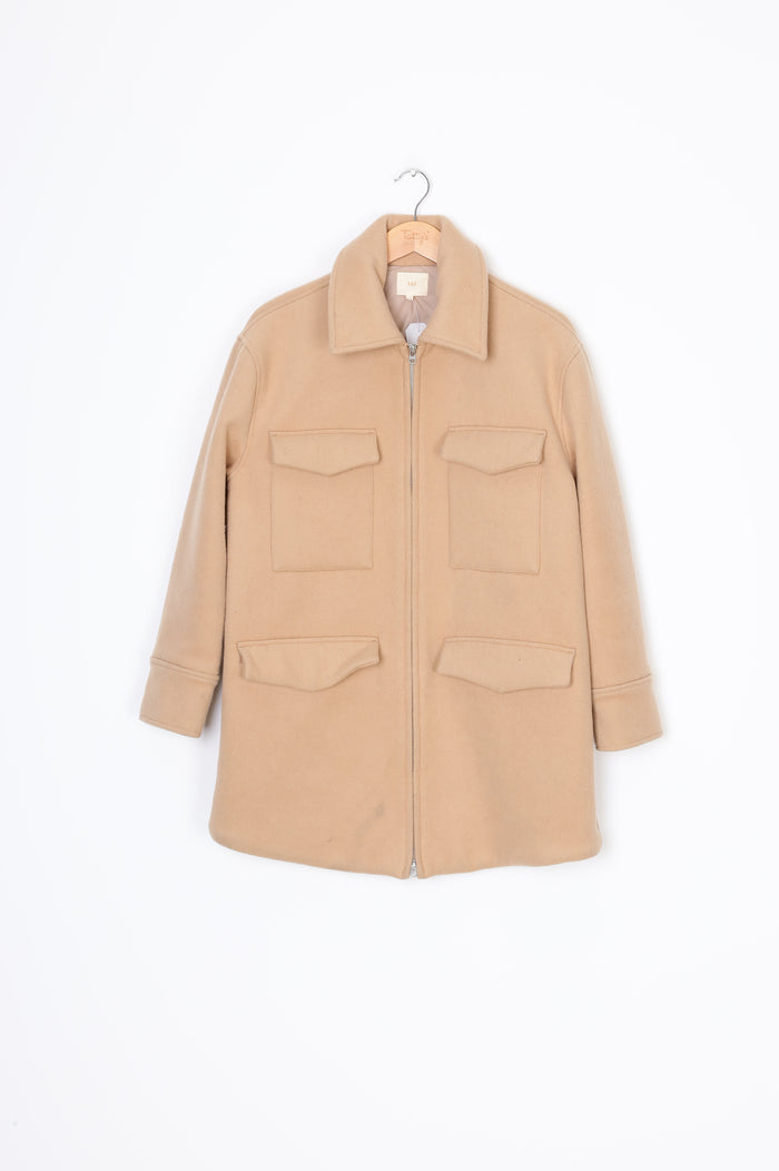 A&C Womens Beige Coat Size S