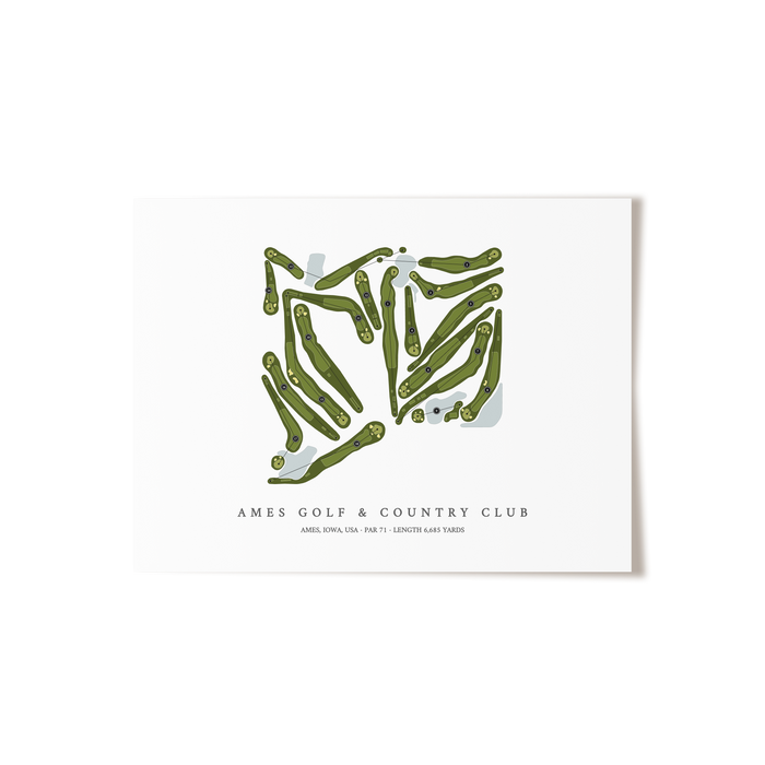 Ames Golf & Country Club | Golf Course Map | Unframed
