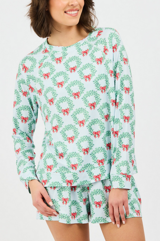 Annie Pajama Short Set - Wreaths