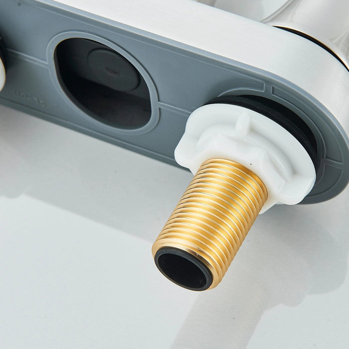 Bathroom Sink Faucet Brushed Nickel, 3 Hole 4 In Centerset Vanity Mixer with Drain