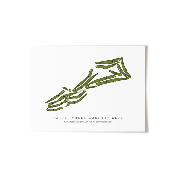Battle Creek Country Club | Golf Course Map | Unframed