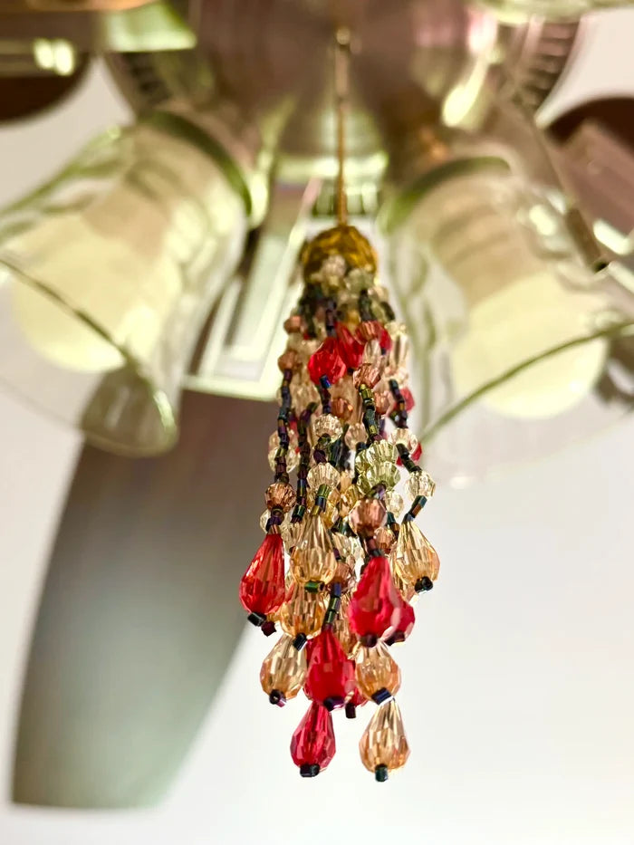 Beaded Fan Pull - Red-view 2