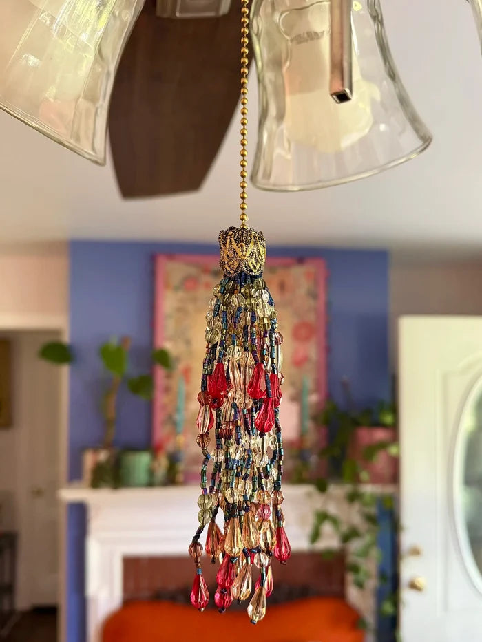 Beaded Fan Pull - Red-view 3