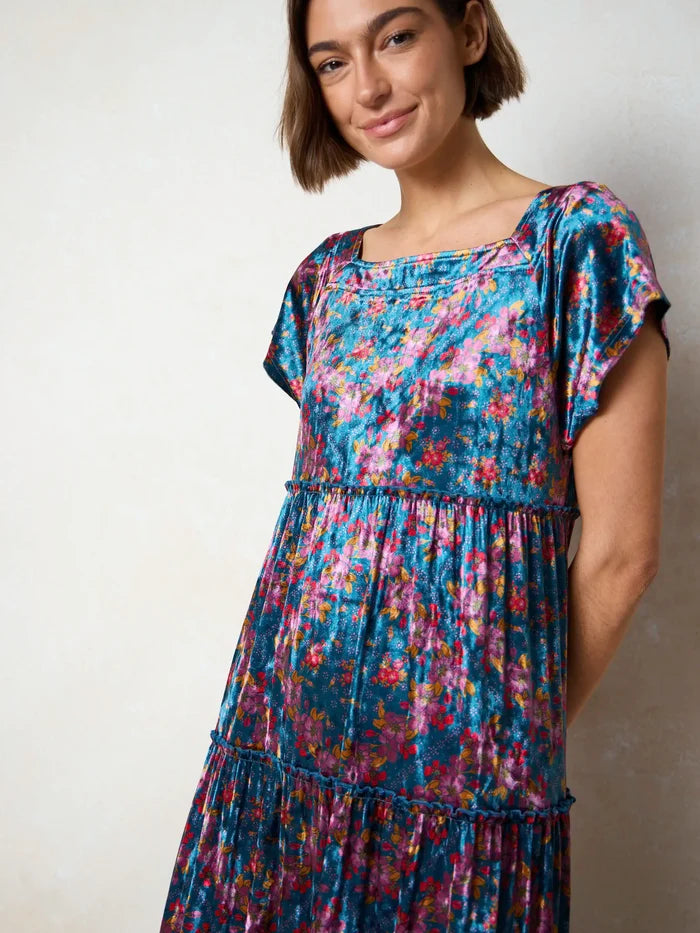 Berkley Velvet Maxi Dress - Bandana Floral Teal-view 4