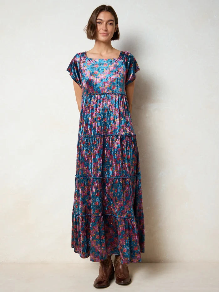 Berkley Velvet Maxi Dress - Bandana Floral Teal-view 5