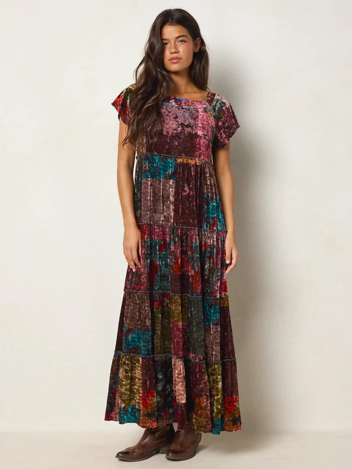 Berkley Velvet Maxi Dress - Jewel Quilt Multi-view 1