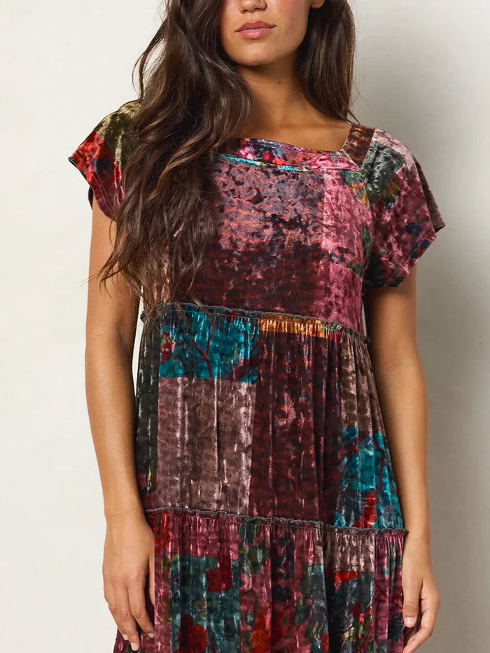 Berkley Velvet Maxi Dress - Jewel Quilt Multi-view 2