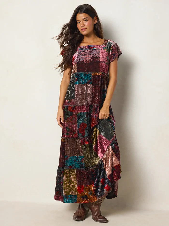 Berkley Velvet Maxi Dress - Jewel Quilt Multi-view 4