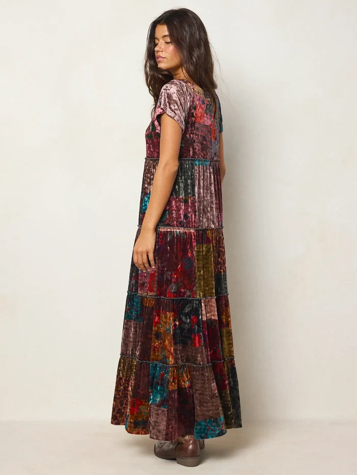 Berkley Velvet Maxi Dress - Jewel Quilt Multi-view 5