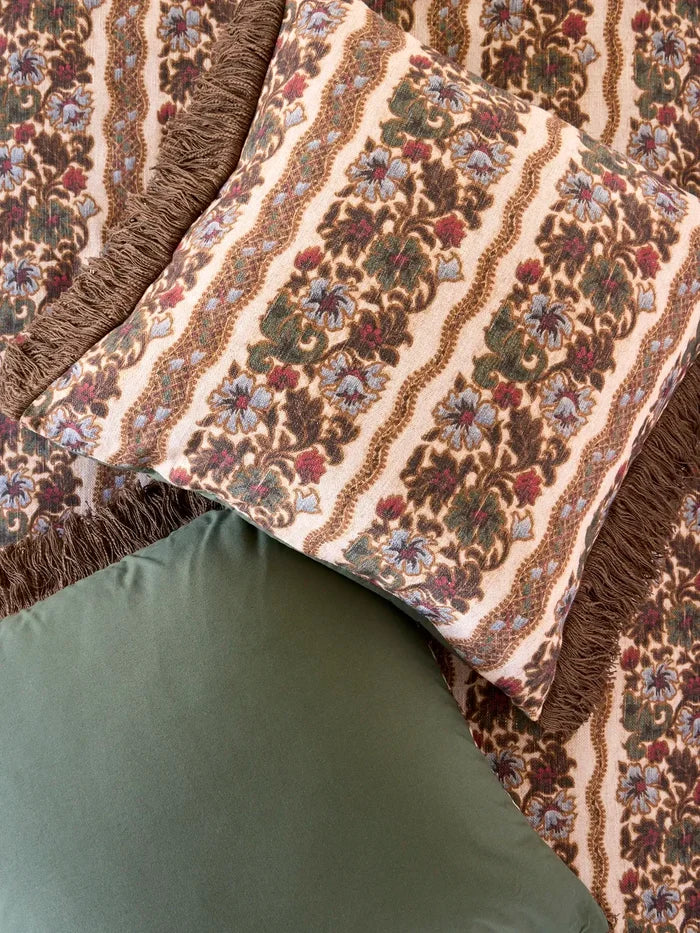 Boho Fringe Euro Sham - Brocade Tapestry Cream-view 1