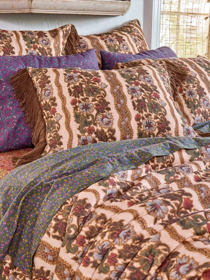 Boho Fringe Euro Sham - Brocade Tapestry Cream-view 3