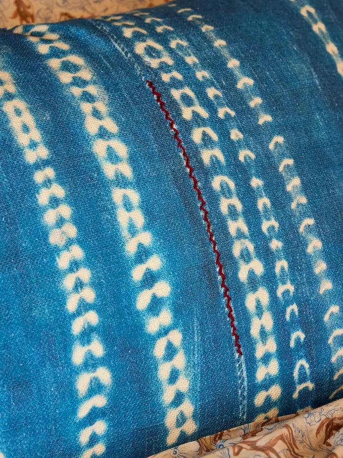 Boho Fringe Shams, Set of 2 - Shibori Stamps Indigo-view 3