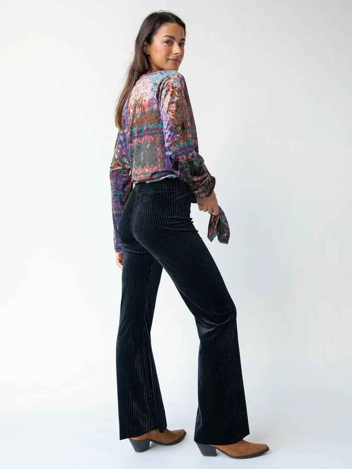 Cali Velvet Flare Pant - Black-view 2